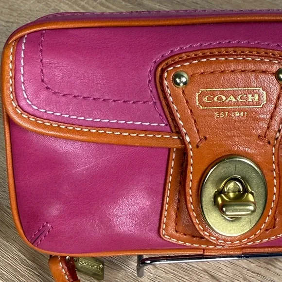 Coach 65th Anniversary Legacy Pink and Orange Wristlet Jewelry Bag - Picture 4 of 16